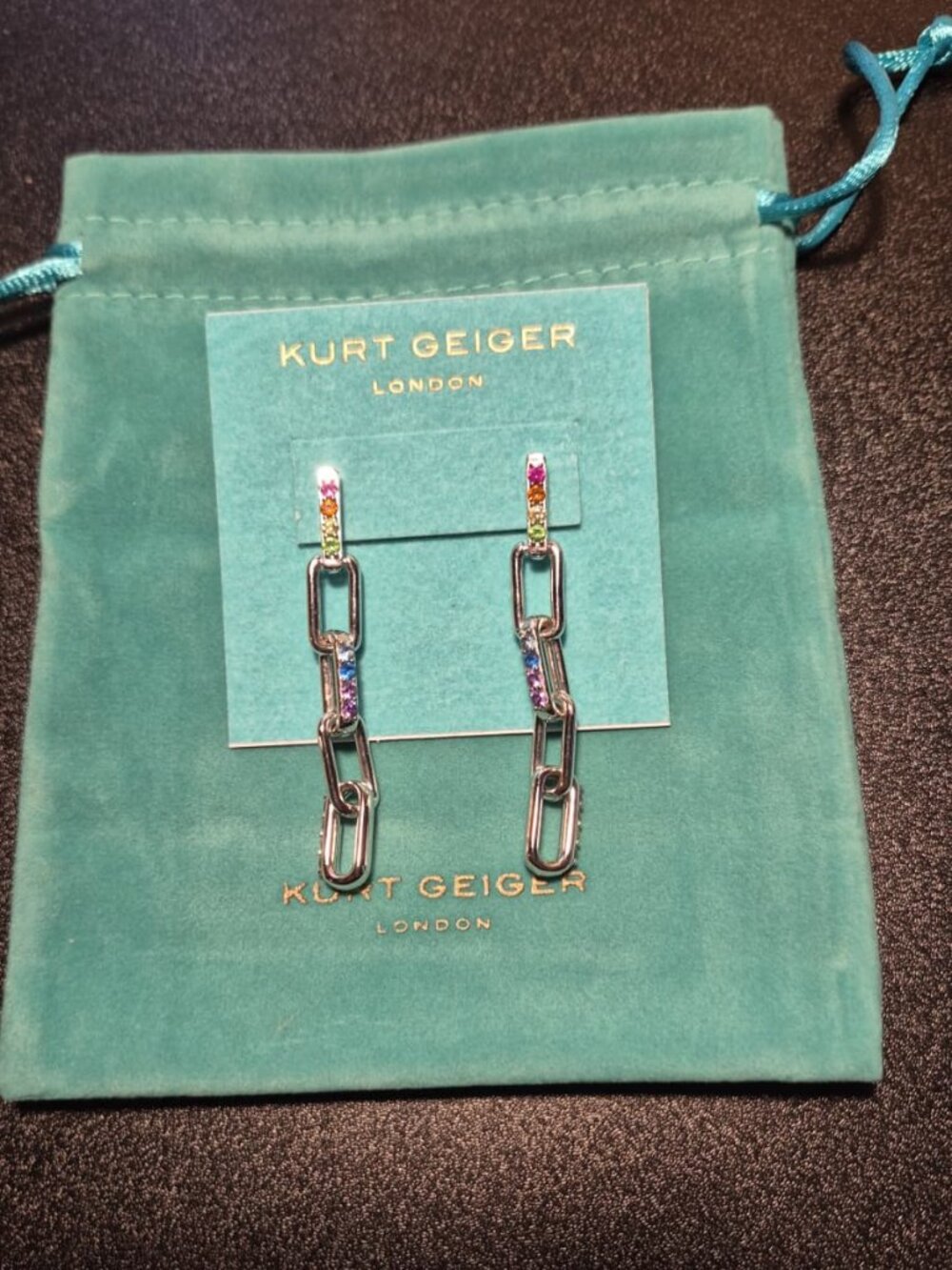 Kurt Geiger Rainbow Pavé Paper Clip earrings